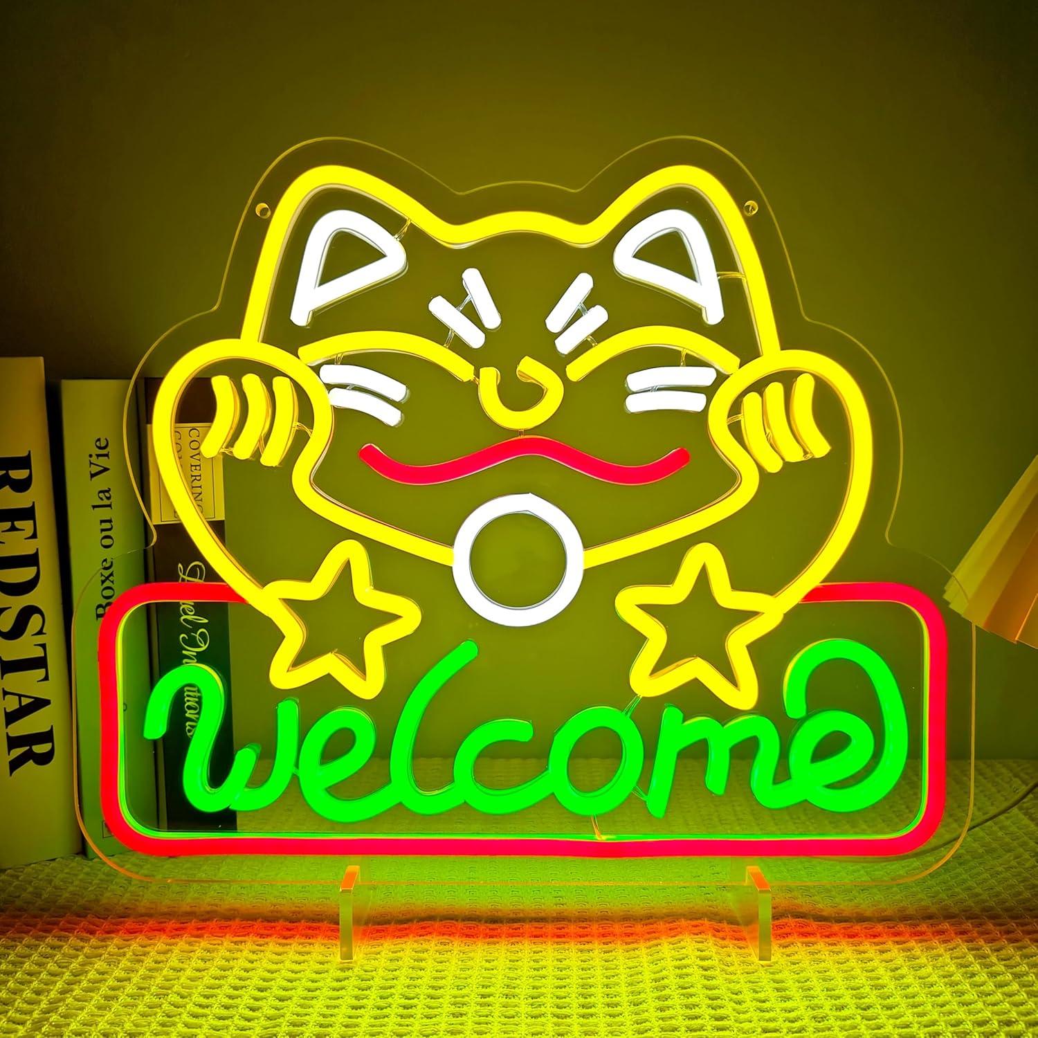 Lucky Cat Welcome Neon Sign US - đánh giá và giá Neon Sign Party