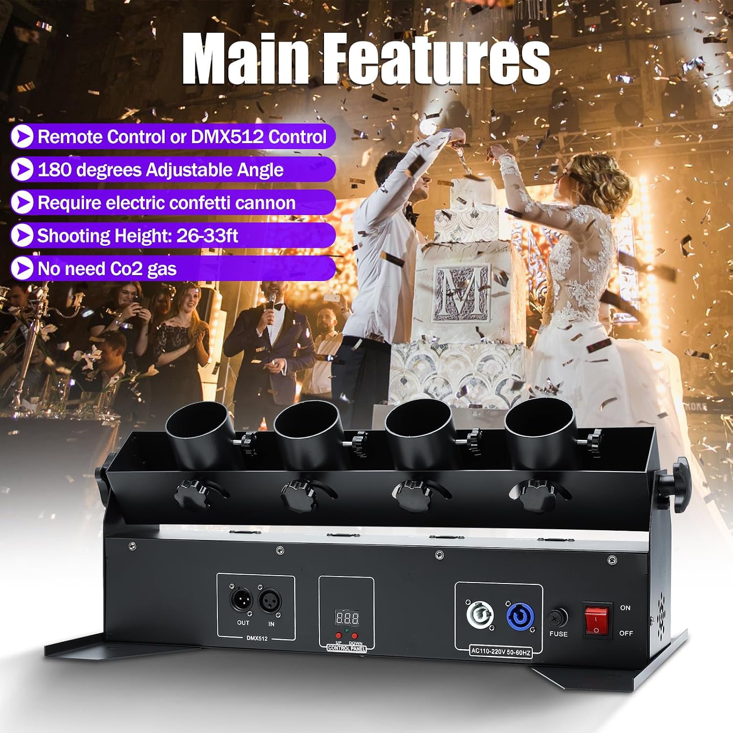 150W 4 Head Electric Confetti  - đánh giá và giá Confetti Cannon Tube
