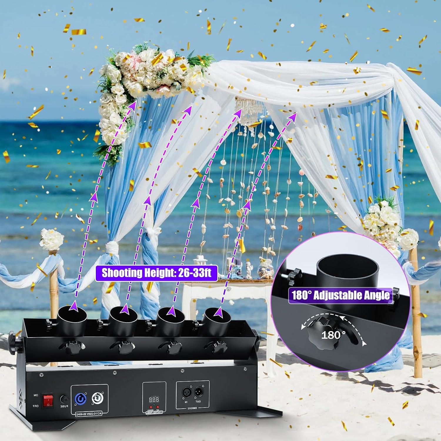 150W 4 Head Electric Confetti  - đánh giá và giá Confetti Cannon Tube