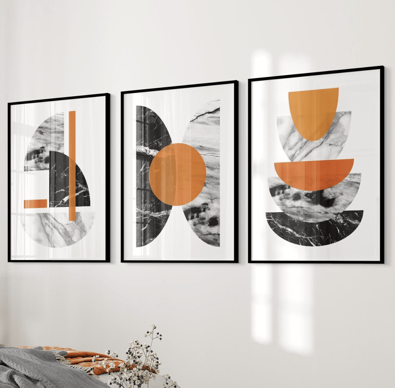 Boho Geometric 3 Panels Wall A - đánh giá và giá Flower Wall Panel